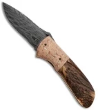 Burr Oak Knives Viper Knife Mokume/Stag (3.5" Damascus)