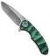 Curtiss Knives F3 Knife Knurled Green Titanium Flipper (3.5" Stonewash) M5