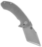 TuffKnives Custom Tanic Titanium Flipper Tanto Knife Left-Handed