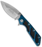 Microtech DOC Flipper Knife Blue Aluminum (3.75" Stonewash Plain) 153-10BL