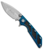 Microtech DOC Flipper Knife Blue Aluminum (3.75" Satin Plain) 153-4BL