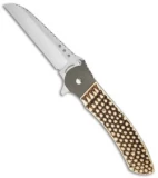 John Kubasek Wharncliffe Flipper Knife Armadillo Skin Handle (4" Hand Satin)