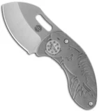 Curtiss Knives Custom Nano Folder Fish Titanium Knife (1.8" Plain)