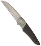 Jason Clark Custom Hybrid Flipper Silver Twill / Carbon Fiber Knife (3.5" Plain)