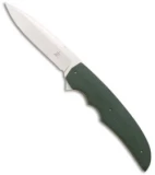 Jason Clark Custom Drop Point Framelock Flipper Green G-10 Knife (3.5" Satin)