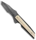 Corrie Schoeman Custom Folder Knife Giraffe Bone (3.25" Damascus)
