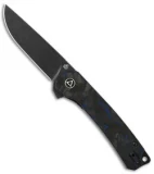 QSP Osprey Liner Lock Knife Shredded CF/Blue G-10 (3.25" Black) QS139-G2