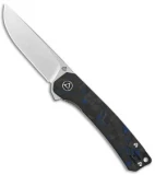 QSP Osprey Liner Lock Knife Shredded CF/Blue G-10 (3.25" Satin) QS139-G1