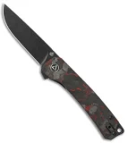 QSP Osprey Liner Lock Knife Shredded CF/Red G-10 (3.25" Black) QS139-F2