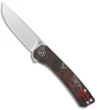 QSP Osprey Liner Lock Knife Shredded CF/Red G-10 (3.25" Satin) QS139-F1