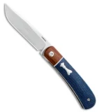 Pena Knives Custom Trapper Front Flipper Knife Blue Blanket Micarta (2.8" Satin)