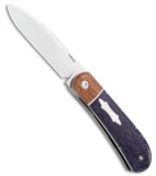 Pena Knives Custom Zulu Front Flipper Knife Dark Blue Micarta (2.75" Satin)