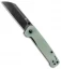 QSP Penguin Liner Lock Knife Natural Jade G-10 (3.25" Black Stonewash)