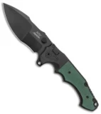 Andre de Villiers (AdV) Javelin Button Lock Knife G-10 Green (3.75" Black )