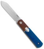 Pena Knives Custom Barlow Front Flipper Knife Blue Micarta (2.75" Satin)