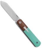 Pena Knives Custom Barlow Front Flipper Knife Teal Micarta (2.75" Satin)