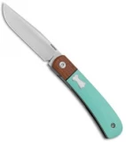 Pena Knives Custom Trapper Front Flipper Knife Teal Micarta (2.75" Satin)