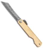 Boker Higonokami Bonsai Hikari Slip Joint Knife Brass (1.6" Damascus)
