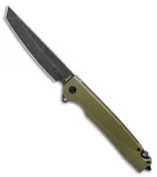 Daggerr Knives Ronin Liner Lock Flipper Knife Green G10 (3.8" Black Stonewash)