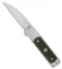 Finch Knife Co. Holliday Frame Lock Knife Sequoia Green Micarta (3.1" Satin)