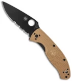 Spyderco Tenacious Lightweight Folding Knife Tan FRN (3.4" Black Serr)