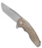 Jake Hoback Knives Husky Frame Lock Knife OD Green Micarta (3.8" Stonewash)