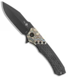 Heretic Knives Wraith Flipper Knife Carbon Fiber Flamed Ti (3.6" Black)