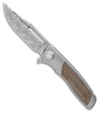 Sharp By Design Micro Evo Typhoon Bowie Knife Ti/Green Micarta (3" Damascus)