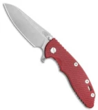 Hinderer Knives XM-18 3.5" Skinny Sheepsfoot Flipper Knife Red G10 Bttl Brnz