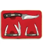 Schrade Old Timer Sharpfinger 3-Piece Knife Set Burl Wood w/Gift Tin 1130040
