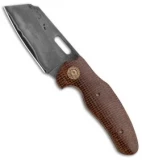 Sheepdog Knives C01C Custom Liner Lock Knife Burlap Micarta (3.25" Gray San Mai)
