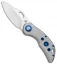Olamic Cutlery Busker Semper Frame Lock Frosty Holes Blue Accents (2.5" Satin)