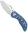 Olamic Cutlery Busker Semper Frame Lock Knife Blue Seabed Rocks Ti (2.5" Satin)