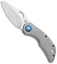 Olamic Cutlery Busker Semper Frame Lock Knife Lightblast Ti Blue (2.5" Satin)