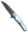 Pro-Tech Malibu Custom Wharncliffe Plunge Lock Flipper Blue Ti (3.3" Damascus)