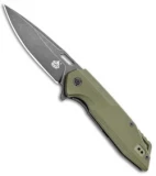 QSP Shark Liner Lock Knife OD Green G-10 (3.75" Black Stonewash)