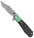 Artisan Cutlery Small Hyperion Bolster Lock Knife CF/Green Ti (3" Damascus)