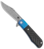 Artisan Cutlery Small Hyperion Bolster Lock Knife CF/Blue Ti (3" Damascus)