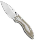 Reate Iron Frame Lock Knife w/ Thumb Stud Green  Micarta (3.25" Satin)