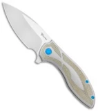 Reate Iron Frame Lock Flipper Knife Green  Micarta/Blue (3.25" Satin)