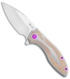 Reate Iron Frame Lock Flipper Knife Brown Micarta/Purple Hardware (3.25" Satin)