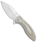 Reate Iron Frame Lock Flipper Knife Green  Micarta (3.25" Satin)