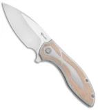 Reate Iron Frame Lock Flipper Knife Brown Micarta (3.25" Satin)