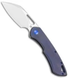 Olamic Cutlery WhipperSnapper Frame Lock Knife Blue Ti Sheepsfoot (2.75" Satin)