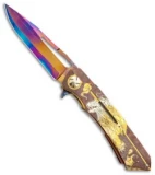 Dew Hara Custom Mina Liner Lock Knife Hand Engraved Karajishi (3.5" Aurora)