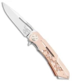 Dew Hara Custom Mini Mina Liner Lock Knife Shippo Copper (3.5" Wave Mirror)