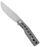 Brad Zinker Custom Urban Trapper Knife Bent Gunstock Titanium (3.625" Stonewash)