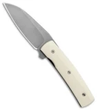 Brad Zinker Custom FR Liner Lock Flipper Knife Ivory G-10 (2.8" Stonewash)