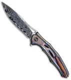 WE Knife Co. Boreas Flipper Knife Titanium (3.75" Damascus)