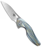 Bestech Knives Isham Reticulan Frame Lock Knife Blue/Gold Ti (2" Satin)